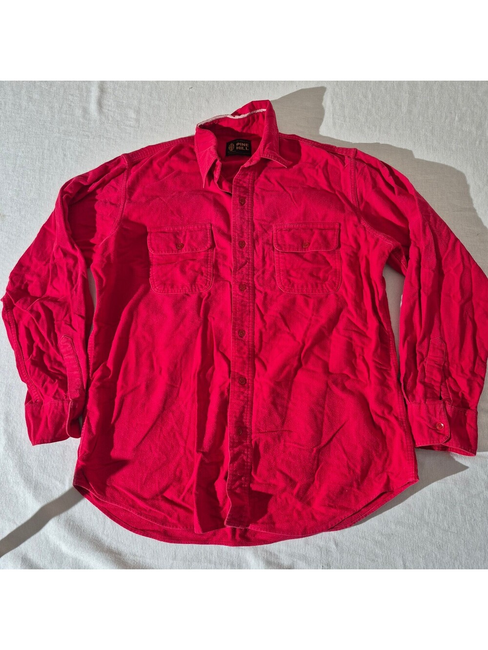 Vintage 80s Pine Hill red hunting long sleeve L Large button-up shirt
